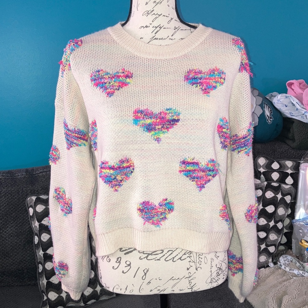☀️ 3 For $15 Multicolor Heart Pattern Sweater